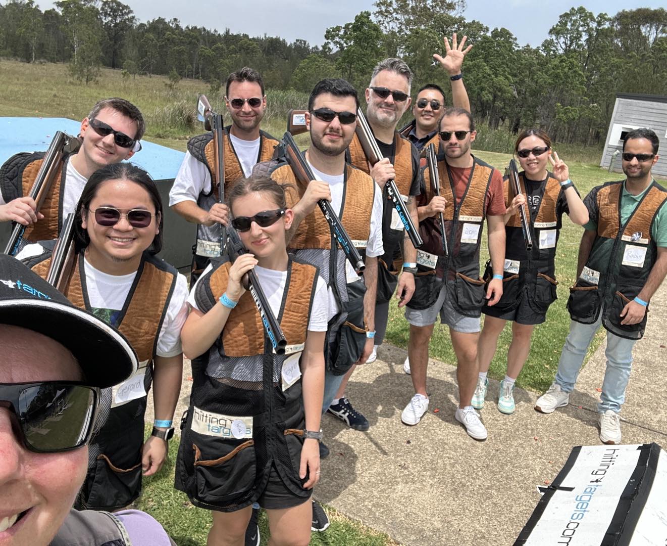 Sentia team clay target shooting group photo