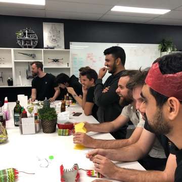 Sentia team gathered together in the office