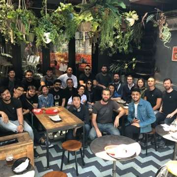 Sentia team social gathering at a bar
