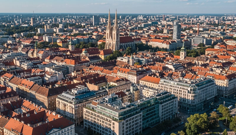 Aerial view of Zagreb, Croatia's capital city