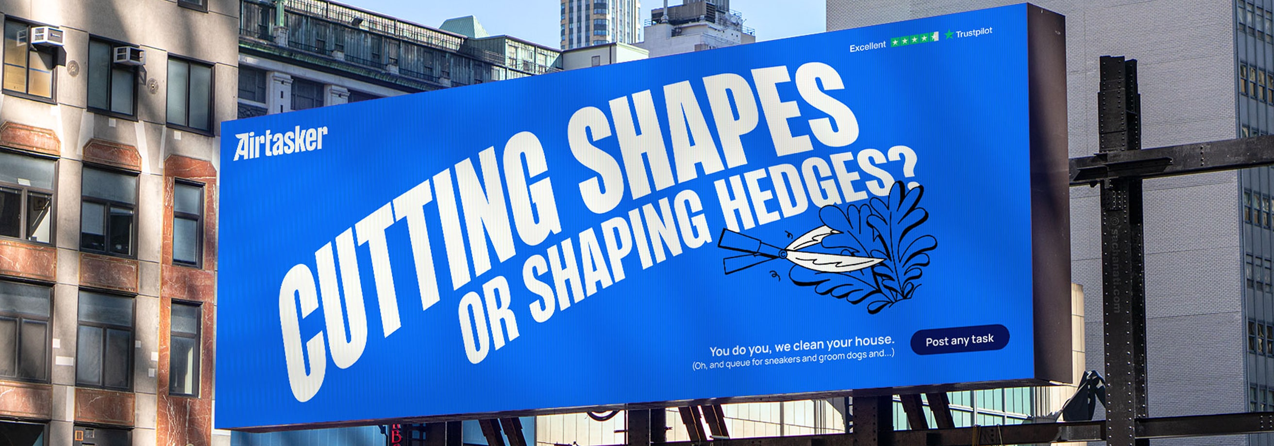 Airtasker billboard advertisement in a city